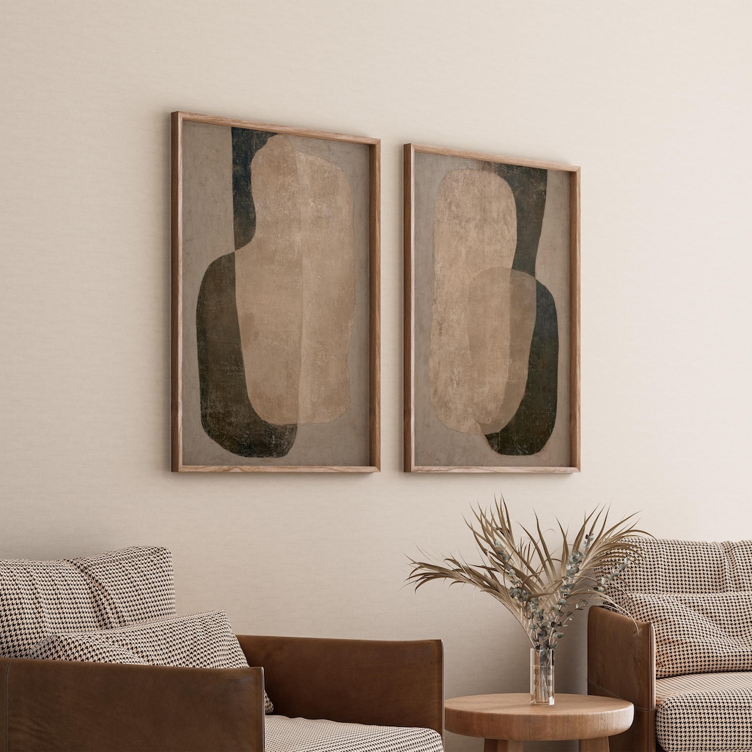Beige Wabi Sabi Wall Art | Set of 2 | Neutral Textured Abstract ...