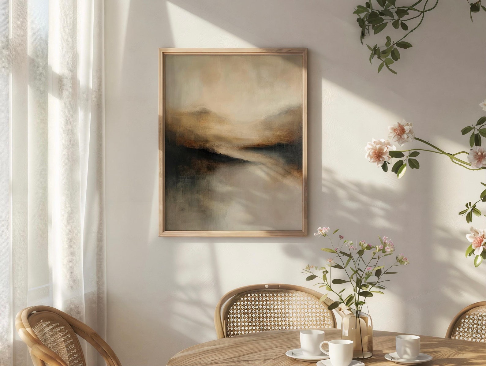 Neutral Abstract Landscape Wabi Sabi Wall Art, Modern Beige Minimalist ...