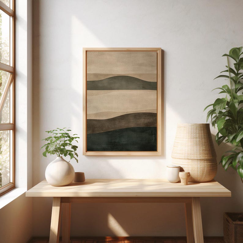 Neutral Abstract Japandi Print, Modern Beige Green Printable Wabi Sabi ...