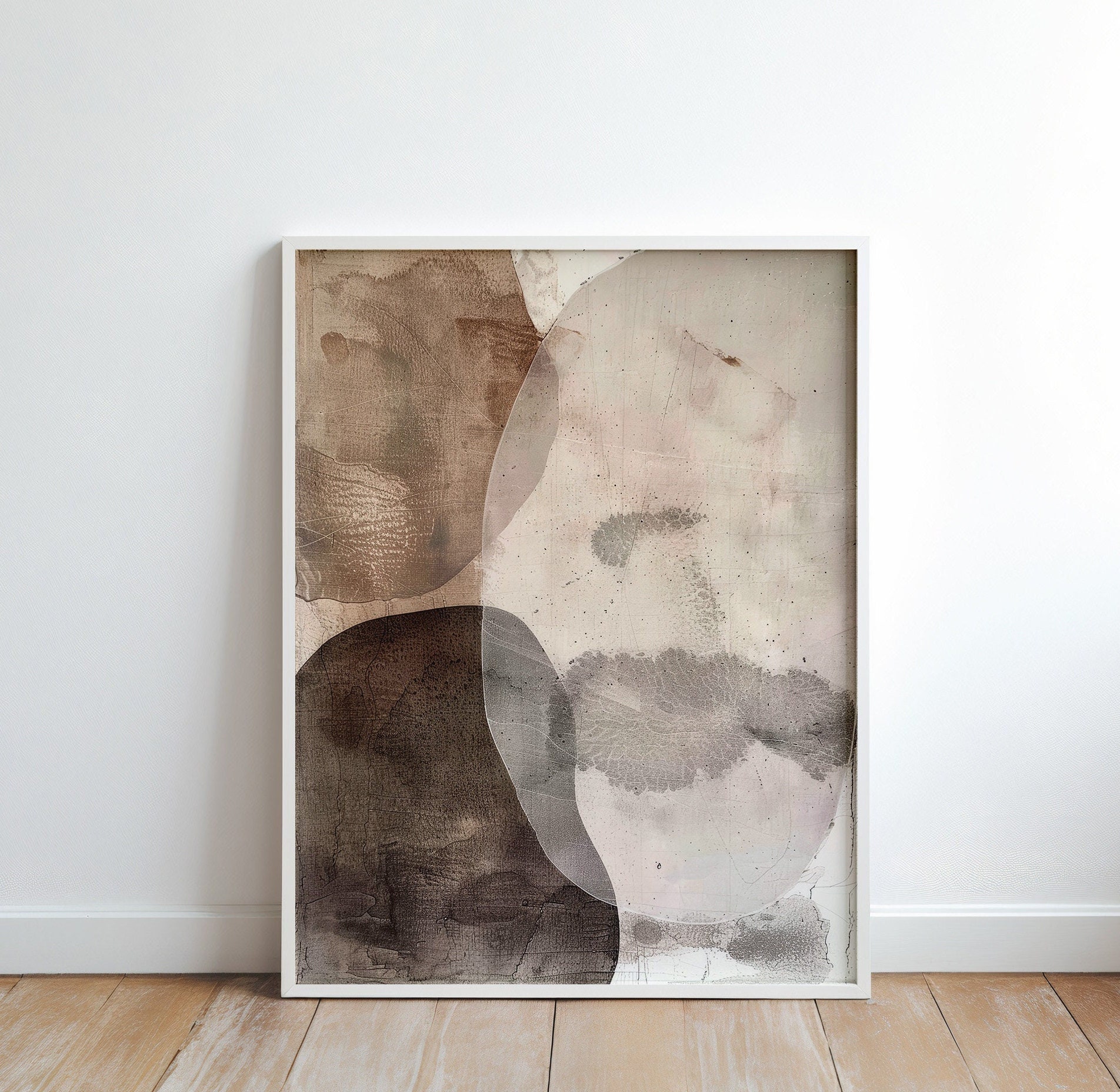 Neutral Abstract Wabi Sabi Wall Art Set. Modern Minimalist Beige ...