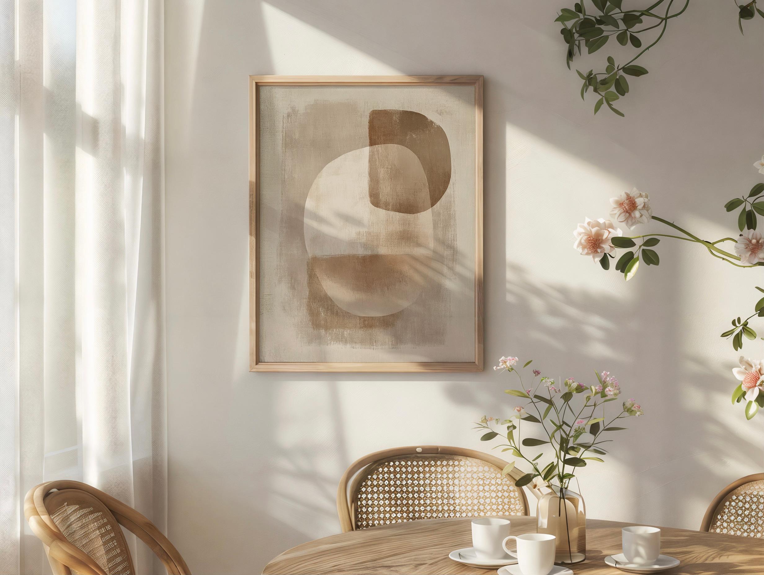 Beige Abstract Wabi Sabi Wall Art. Modern Minimalist Japandi Neutral ...