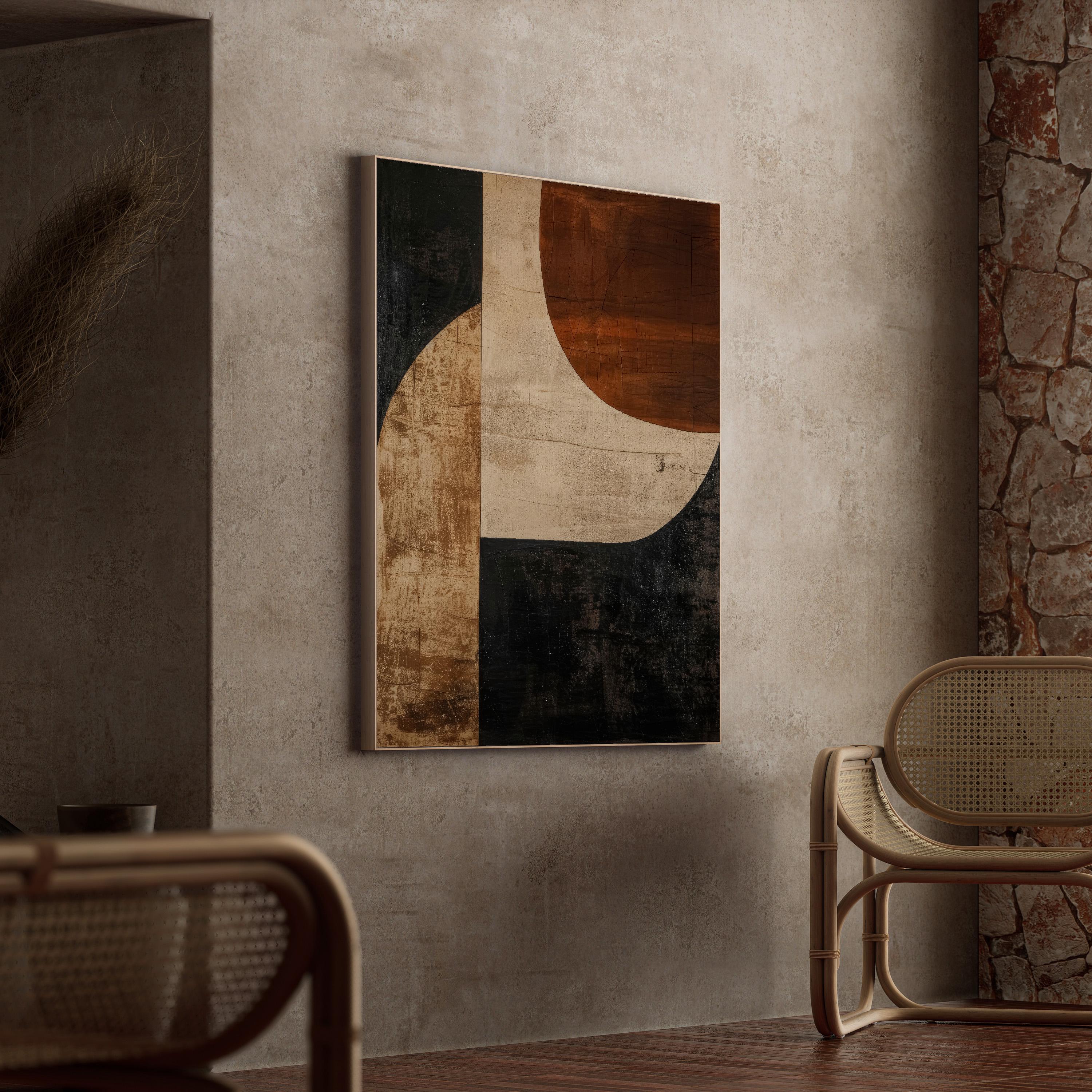 Textured Wabi Sabi Wall Art, Japandi Beige Brown Black Abstract Decor ...