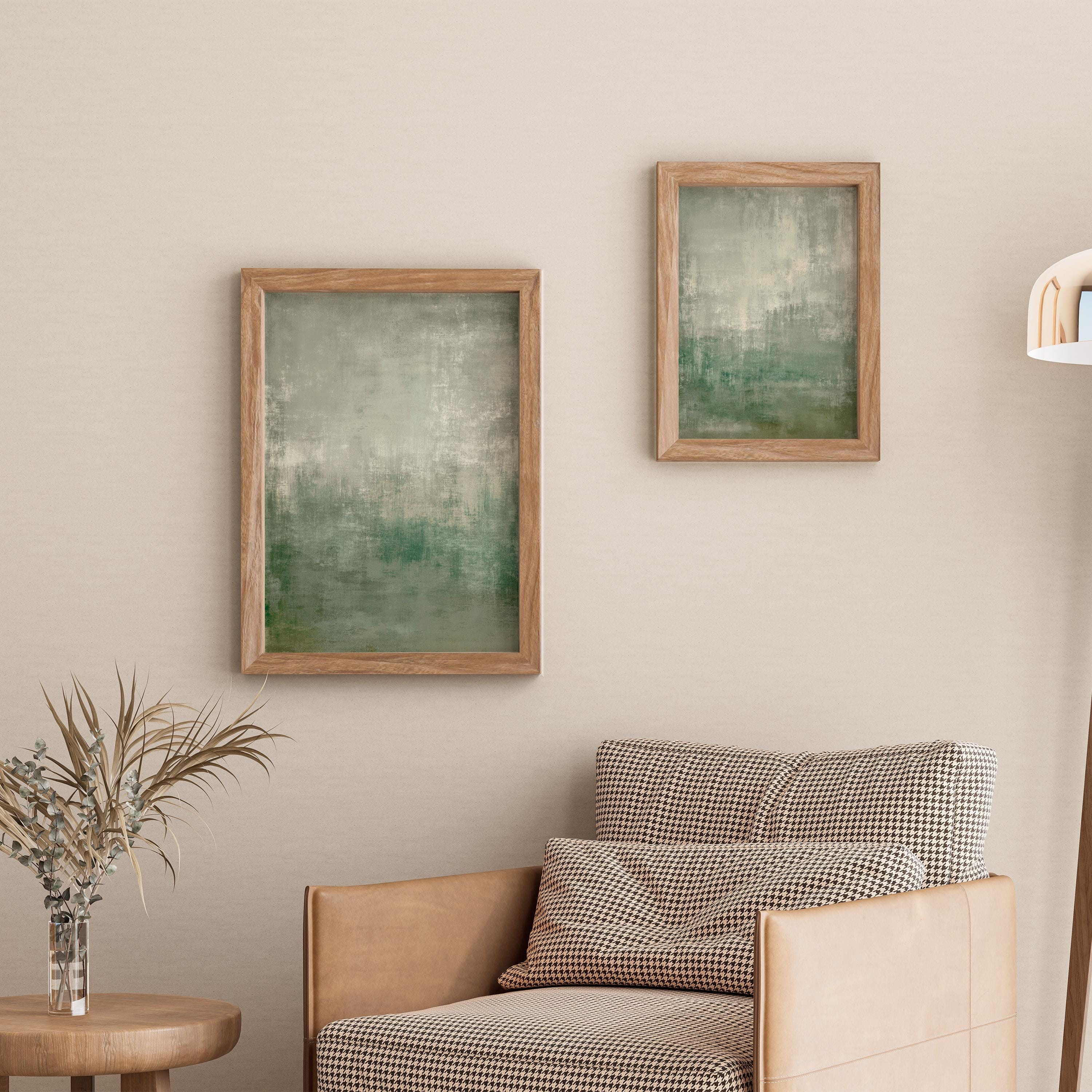 Sage Green Wabi Sabi Wall Art | Set of 2 | Neutral Abstract Paintings ...