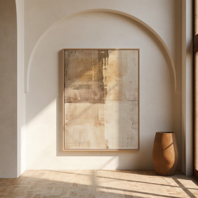 Japandi Wabi Sabi Abstract Art Print, Earthy Beige Brown Tones (digital ...