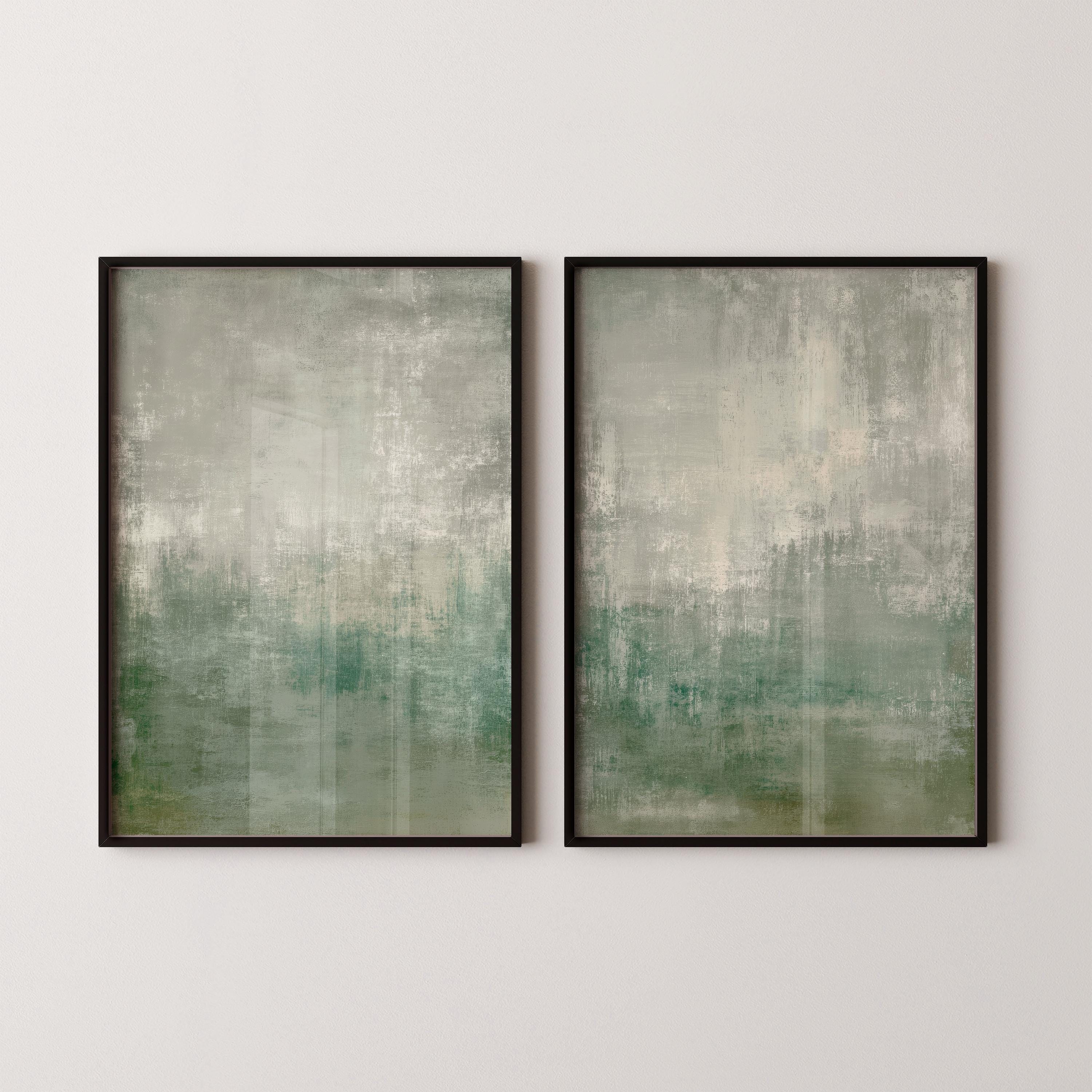 Sage Green Wabi Sabi Wall Art | Set of 2 | Neutral Abstract Paintings ...