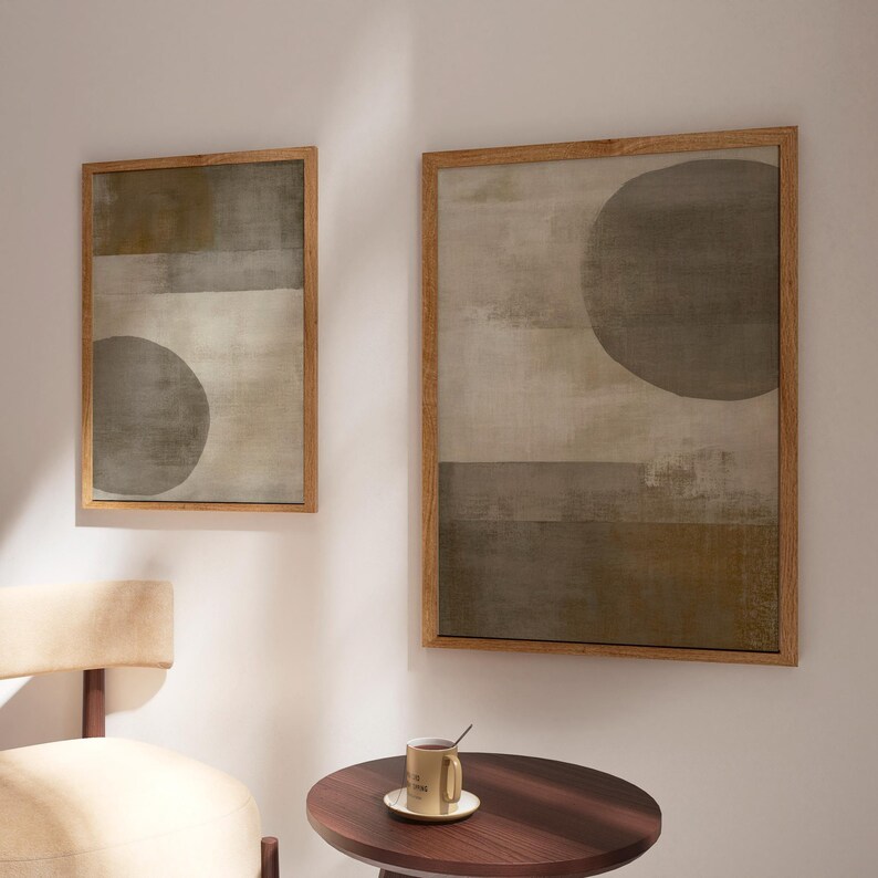 Neutral Wabi Sabi Wall Art. Set of 2 Digital Prints, Japandi Green ...