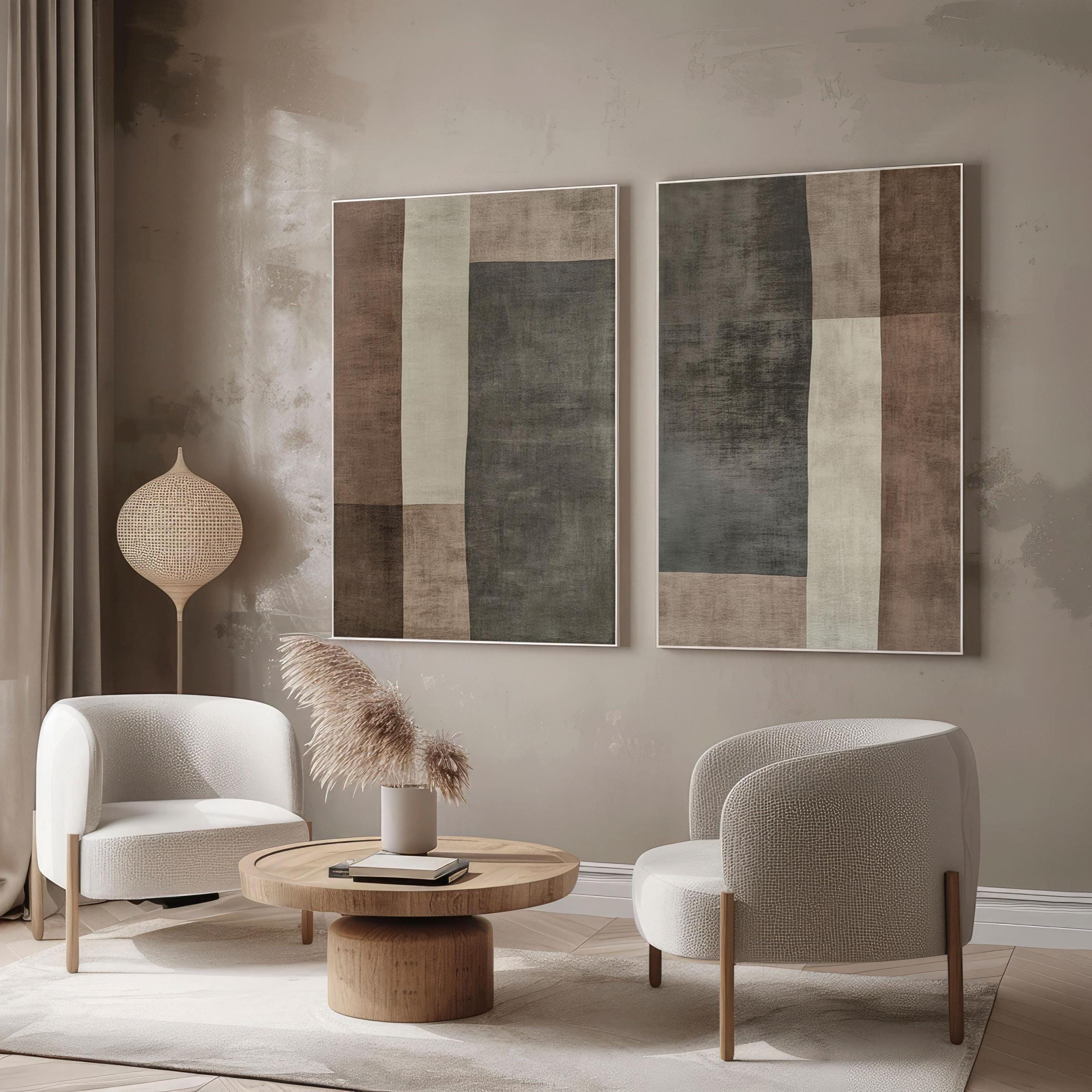 Neutral Wabi Sabi Wall Art Set, Modern Japandi Beige Abstract Prints ...