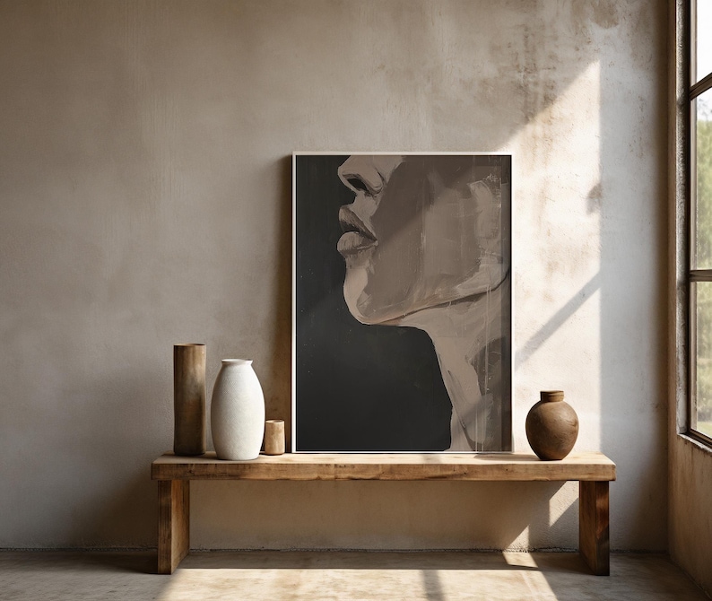 Wabi Sabi Abstract Human Figure Print | Beige Black Neutral Modern Art ...