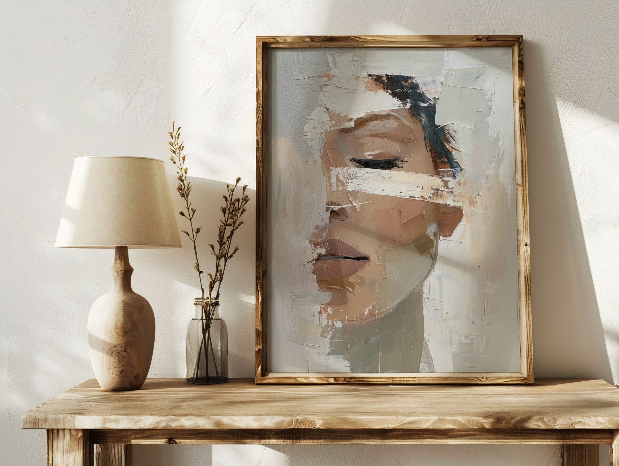 Minimalist Oil Abstract Woman Face Print, Modern Wall Art (digital ...