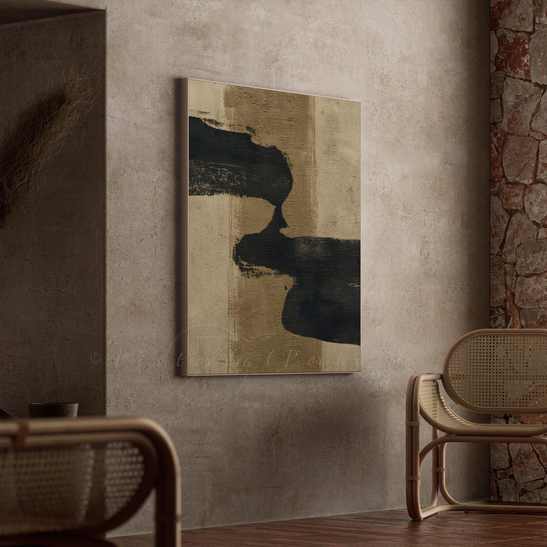 Neutral Wabi Sabi Wall Art. Black Beige Modern Japandi Abstract ...