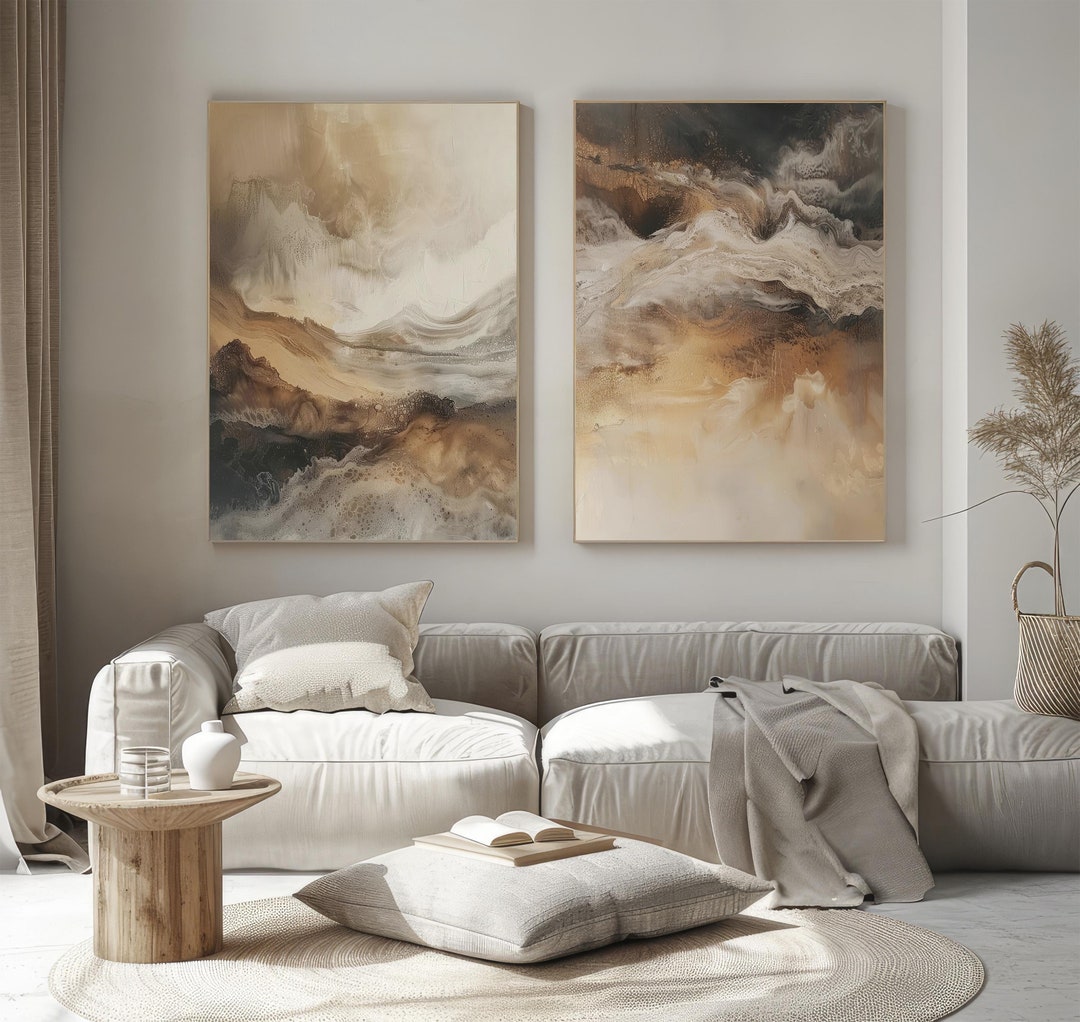 Textured Abstract Wabi Sabi Wall Art Set, Neutral Modern Japandi ...