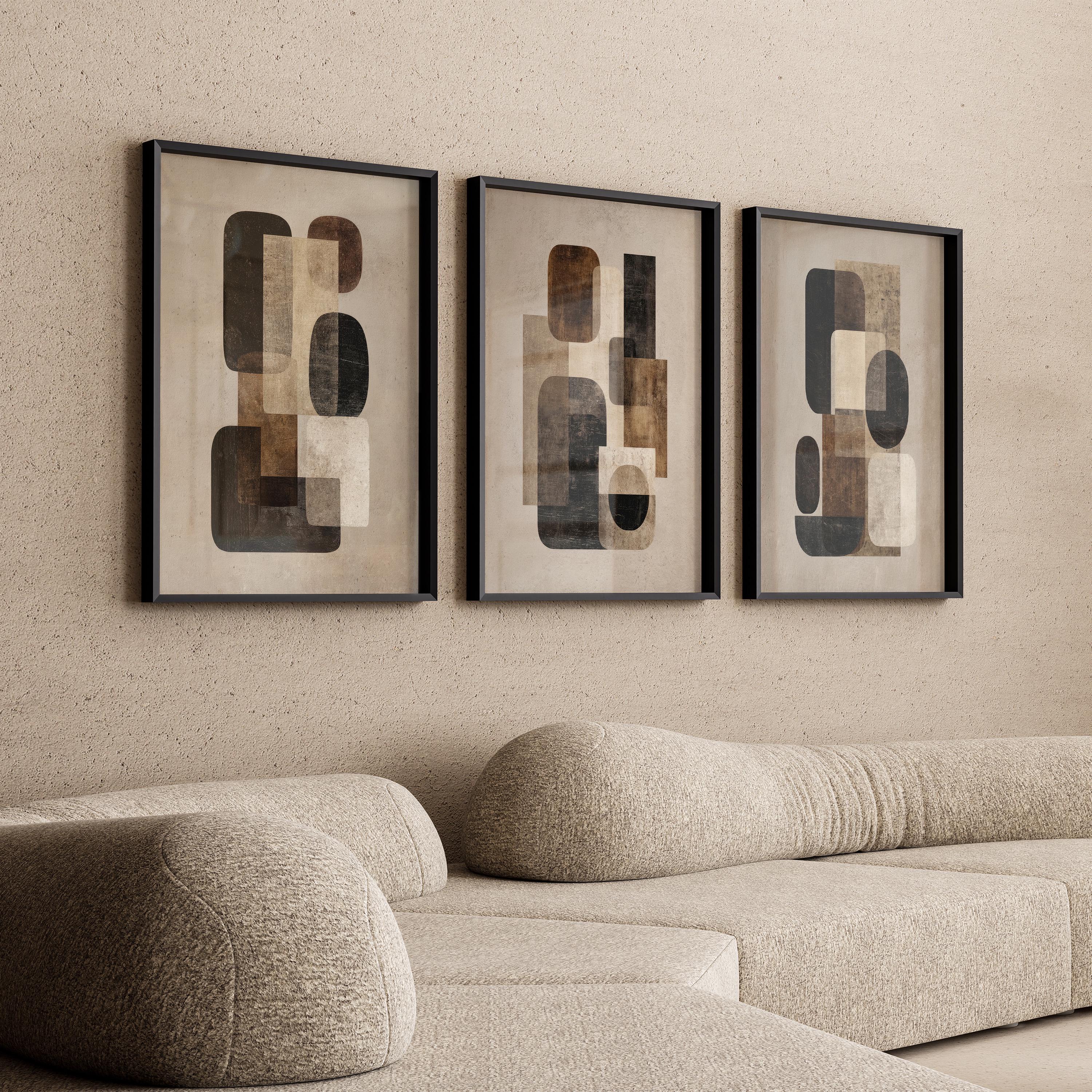 Neutral Geometric Wabi Sabi Art | Abstract Beige Printable Japandi Set ...