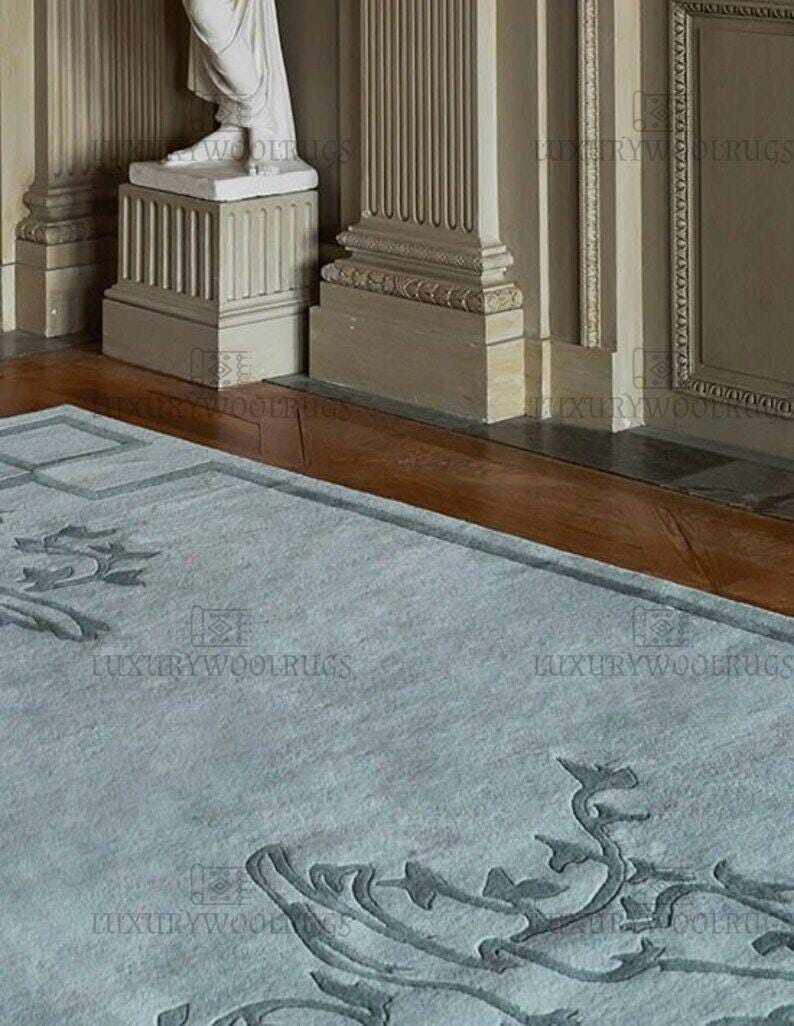 Parros Rugs Chinoiserie Scarlet Pink/dove Blue/parrot Green Hand-tufted Wool Area ...