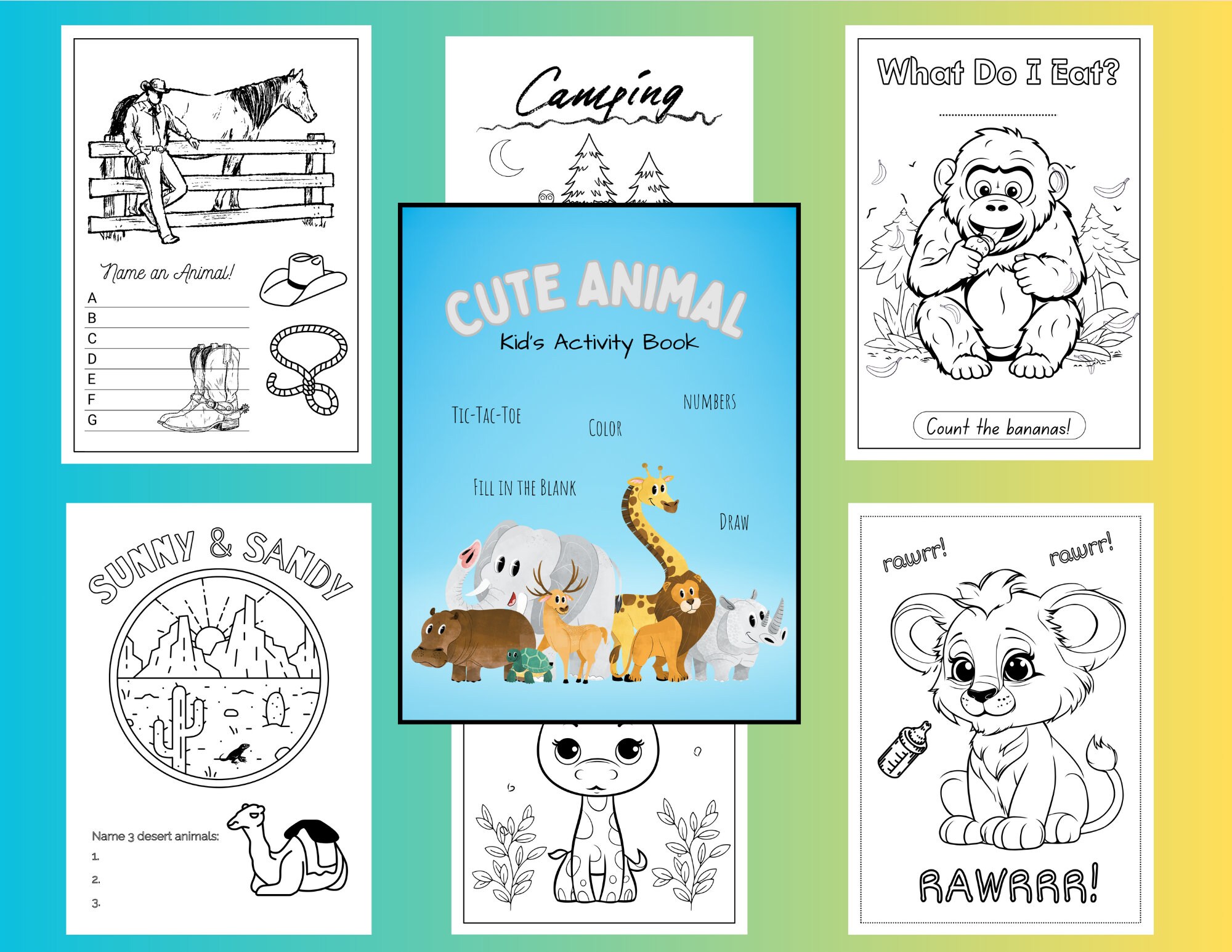 24 Printable Activity Pages for Kids, Coloring Pages, Unique Designs ...
