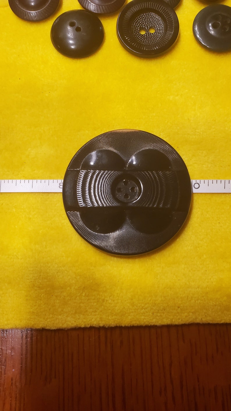 Two Large Celluloid Buttons Racing Stripe Audio Waves image 9