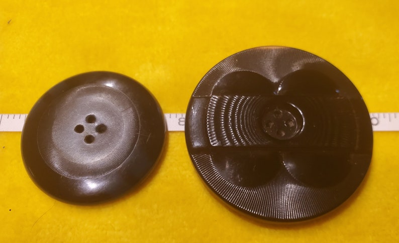 Two Large Celluloid Buttons Racing Stripe Audio Waves image 2