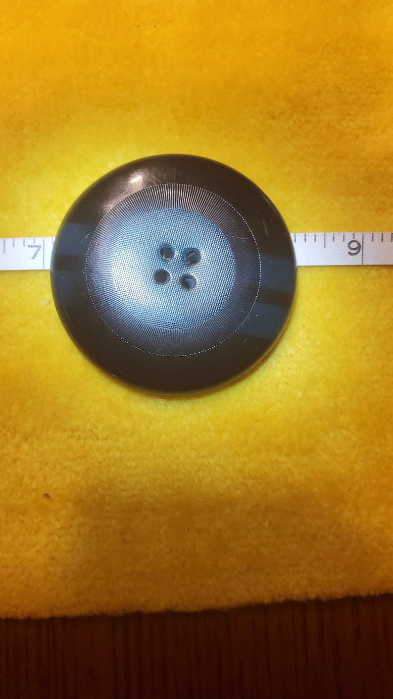 Two Large Celluloid Buttons Racing Stripe Audio Waves image 5