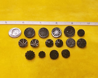 Black Glass Victorian Jet Buttons