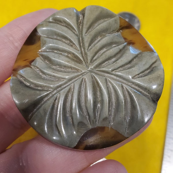 Large Bakelite Dual-Tone Coat Button Tortoise and Floral