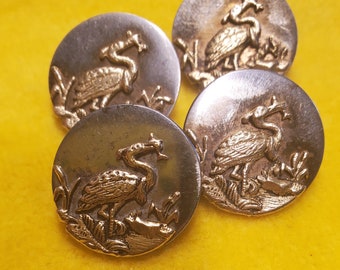 Four Heron and Fish Motif picture buttons