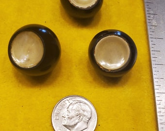 Trio Bakelite Ball Buttons with Pearlescent Concave Center