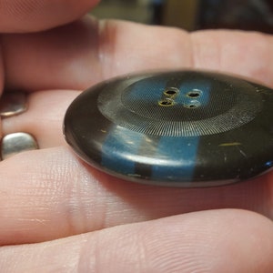 Two Large Celluloid Buttons Racing Stripe Audio Waves image 8