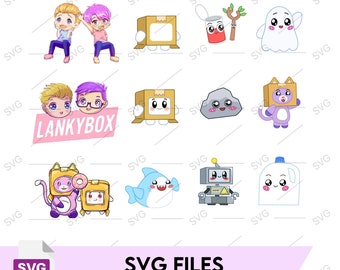 Lankybox, Adam and Justin, Foxy, Boxy, Rocky, Sharky, Milky, Ghosty, Sticky and Canny, Lanky Bot, SVG files