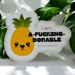 A-f**king-dorable Pineapple | Weatherproof Laptop Water Bottle Glossy or Matte Sticker | Humor | Sassy