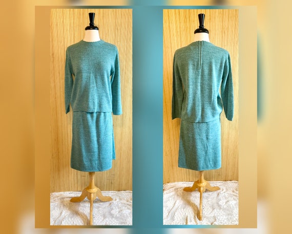 1960’s Bobbie Brooks Robin’s Egg Blue Sweater & K… - image 1