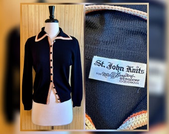 St. John Knits degli anni '70 per Miss Bergdorf Goodman Cardigan nero