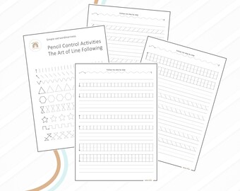 Páginas de trazado de líneas, hojas de trabajo de trazado de líneas para preescolares, trazado de líneas básico, práctica de control del lápiz, práctica de líneas de escritura a mano