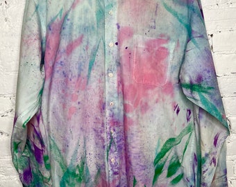 Hand painted upcycled  button down