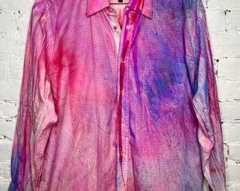 Hand painted upcycled  button down