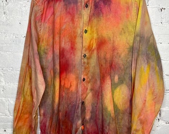 Hand painted upcycled  button down