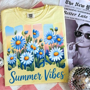 Summer Vibes Png, Sublimation florale estivale, Aquarelle Summer Vibes Png, Design de chemise d&#39;été tendance, Coquette rétro Girly Summer Png