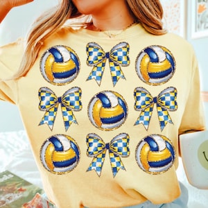 Glitter Volleyball Checkered Coquette Bow Png, Game Day Png, Preppy Volleyball Shirt Design, Trendy Volleyball Mama Png, Volleyball Bow Png