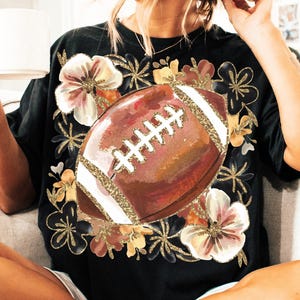 Floral Glitter Football Coquette Bow Png, Game Day Png, Preppy Football Shirt Design, Fall Football Png, Football Mama, Football Sublimation