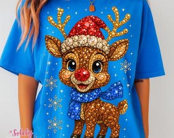 Bling Rhinestone Reindeer Png, Christmas Shirt Sublimation, Holly Jolly, Merry Christmas Png, Jeweled Reindeer, Sparkle Crystal Mosiac Xmas