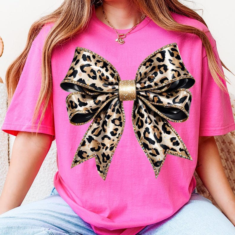 Leopard Coquette Bow Png, Coquette Png, Leopard Print Png, Soft Girl Png, Girly Png, Coquette Shirt Design, Sublimation Design, Leopard Png image 5
