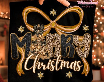 Leopard Merry Christmas Png, Faux Yarn, Embroidery Png, Christmas Tree, Winter Shirt Sublimation, Holiday Png, Holly Jolly Png, Trendy Xmas