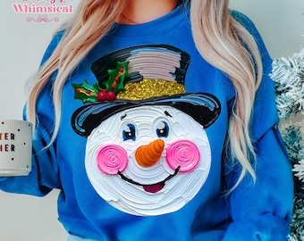 Handgemalter Schneemann Png, Weihnachtshemd Sublimation, Holly Jolly Png, Frohe Weihnachten Png, Pinselstrich Schneemann Png, Pastell Kokette Weihnachten