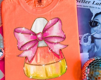 Glitter Candy Corn Png, Preppy Pink Halloween Shirt Sublimation, Girly Coquette Halloween Bow, Retro Fall Pumpkin, Trick or Treat, Fall Png