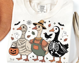 Boo Ghost Goose png, Halloween-gans png, halloweenshirt, herfstgans png, skeletgans, ontwerp Halloween-sublimatie, pompoenshirt png