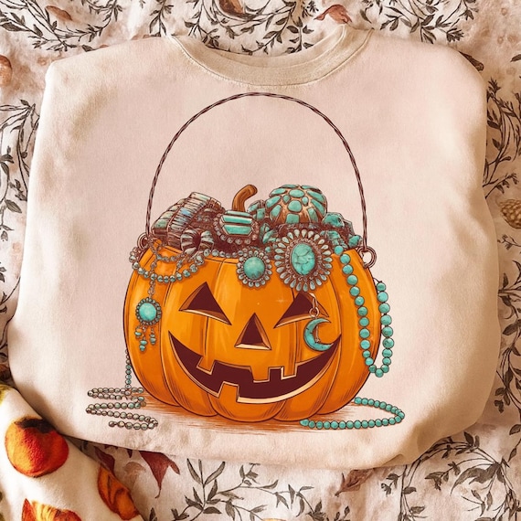 Western Pumpkin Png, Country Fall Png, Pumpkin Spice Png, Autumn Png, Howdy Halloween Western Png, Cowhide, Turquoise, Jewerly Pumpkin Png