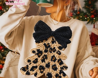 Leopard Weihnachtsbaum Png, Kunstgarn, Stickerei Png, Winter Sublimation, Urlaub Png, Holly Jolly Png, Trendy Weihnachten, Frohe Weihnachten Png