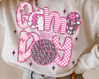Pink Volleyball Coquette Bow Png, Game Day Png, Preppy Volleyball Shirt Design, Trendy Boho Volleyball Mama Png, Volleyball Sublimation Png