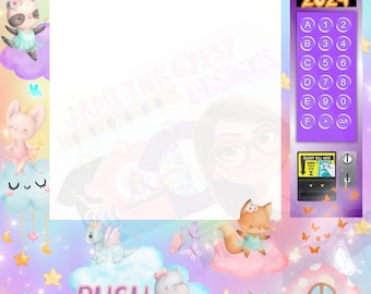 Vending machine template PNG girly ballerina animals, pastel little girl theme