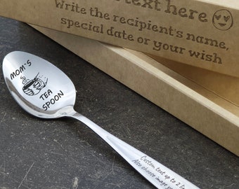 Father’s Day gift - Custom Tea Spoon - Gift Spoon - Unique Design Stainless Steel Heavy Weight Tea Spoon - 6 INCH - Personalized Gift Box