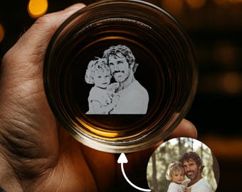 Custom Photo Engraved Whiskey Glass – Personalized Gift for Dad