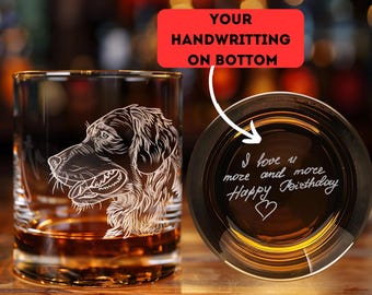 Personalized Fathers Day Whiskey Glass Gift, Custom Photo Engraved Glass, Dog Gift, Dog Memorial Gift, Custom Portrait Glass